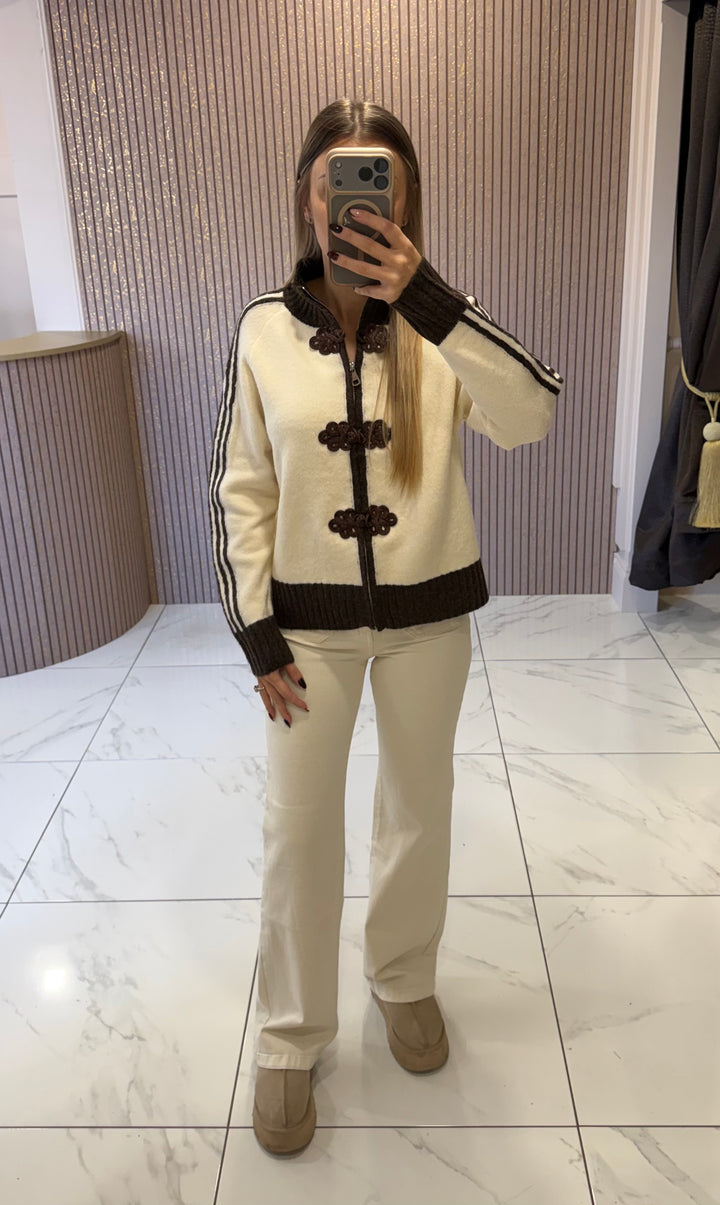 Sophia Chocolate &amp; Cream Cardigan/Jumper