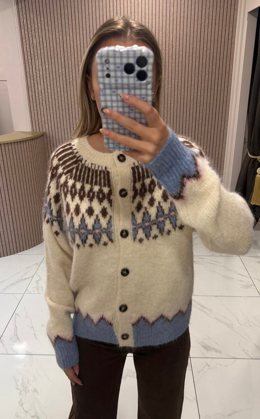 Sophia Fair-isle Pattern Cardigan