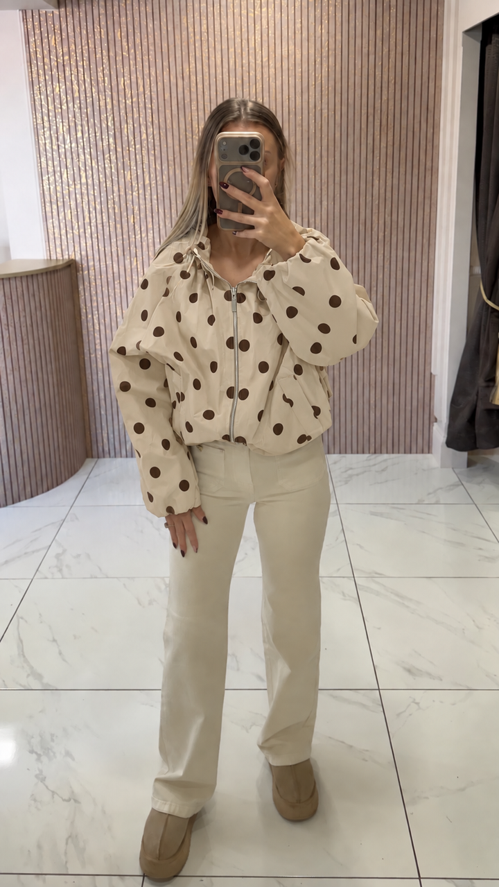 Darla Beige Polka Dot Lightweight Jacket