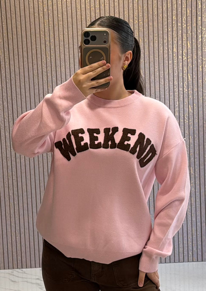 Weekend Pink &amp; Chocolate Knit Jumper