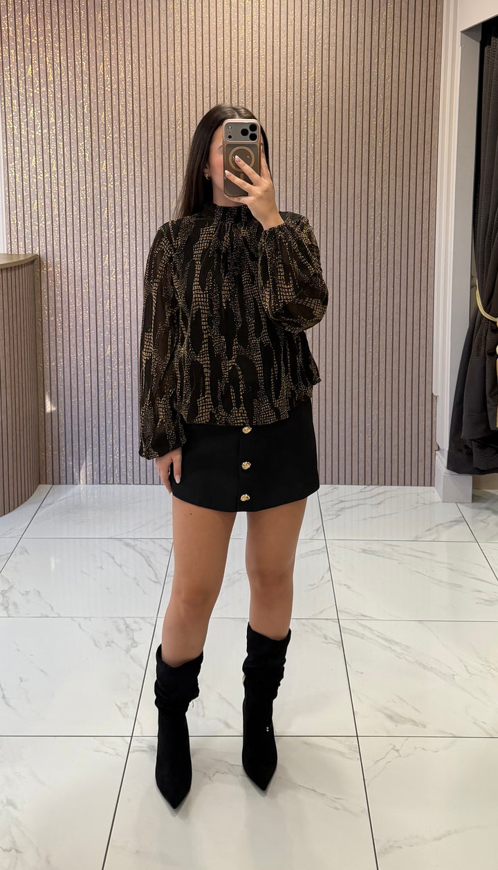 Gina Gold Snake Print Blouse