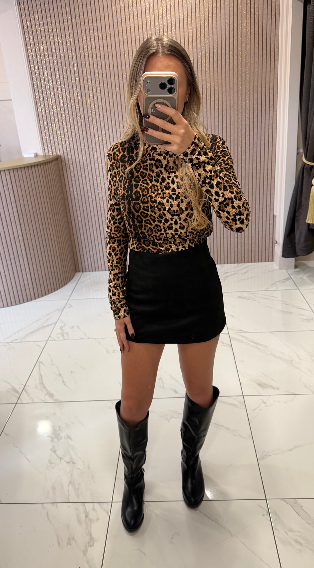 Luna Black Faux Suede Skort