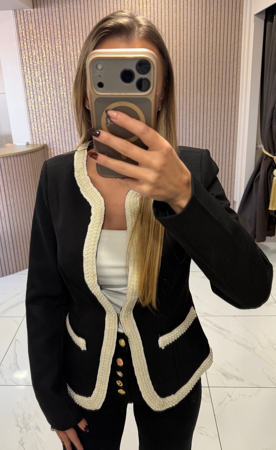 Emilia Black &amp; Cream Trim Blazer