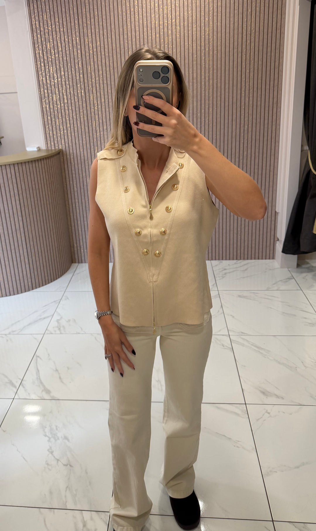 Molly Military Zip Up Top