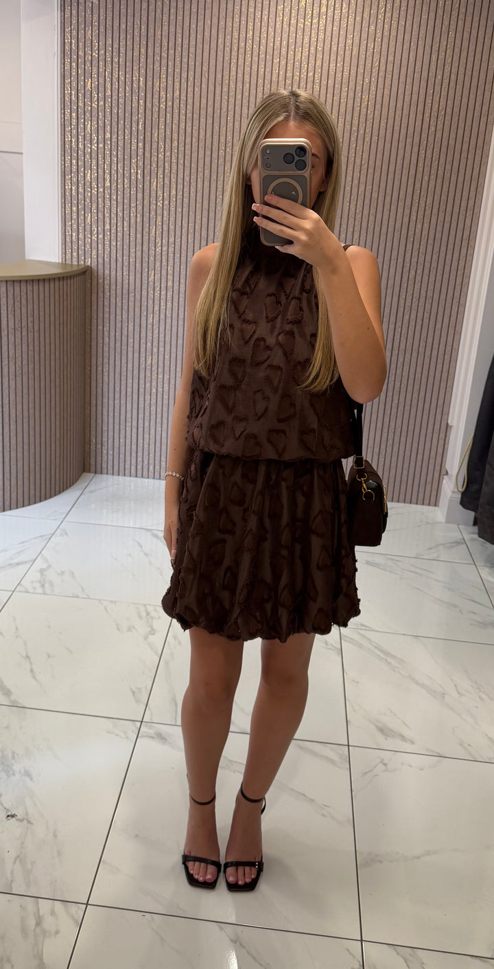 Harriet Heart Textured Halter Neck Dress