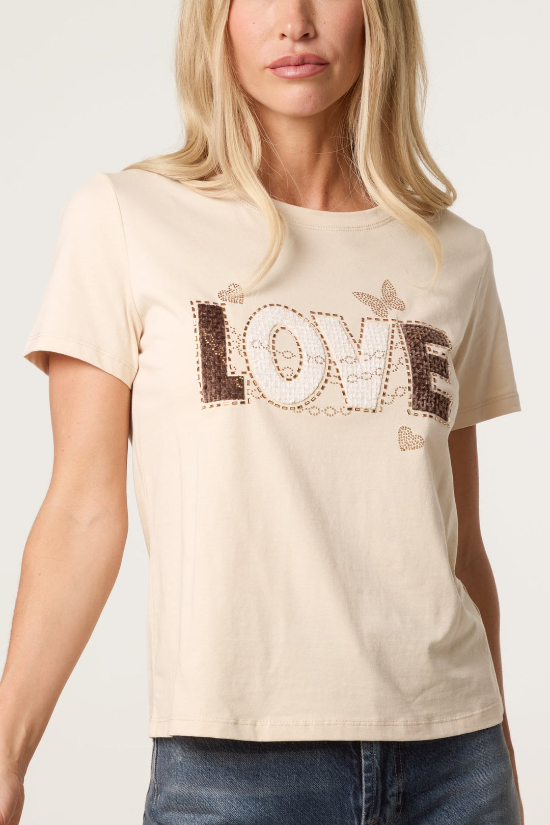 Love Printed &amp; Embellished T-Shirt/Top