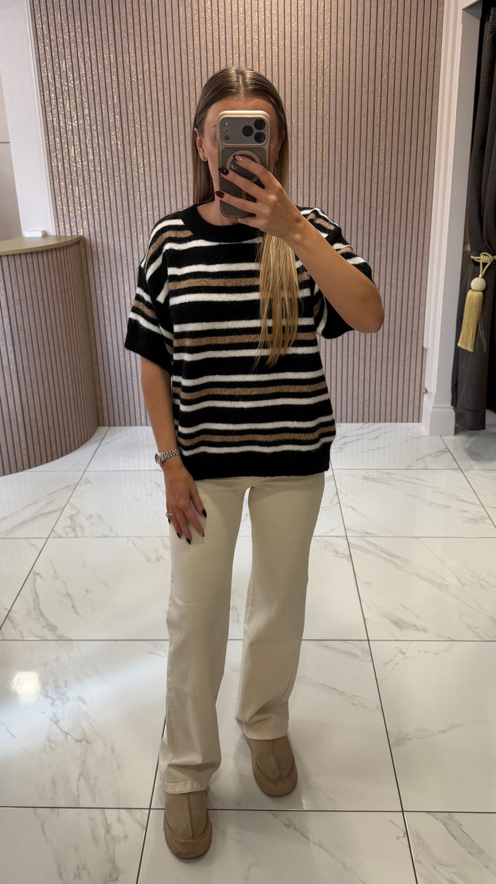 Zowie Chocolate Striped Knit Top/Jumper