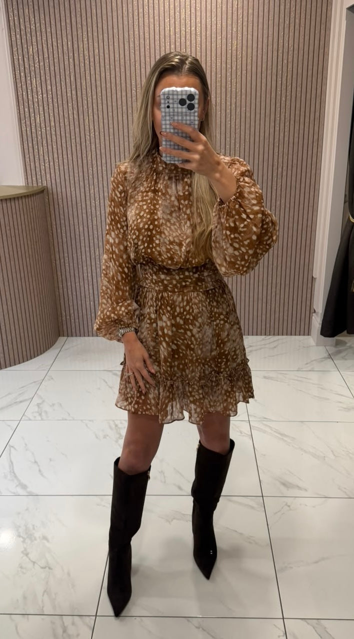 Freya Tan Animal Print Floaty Dress