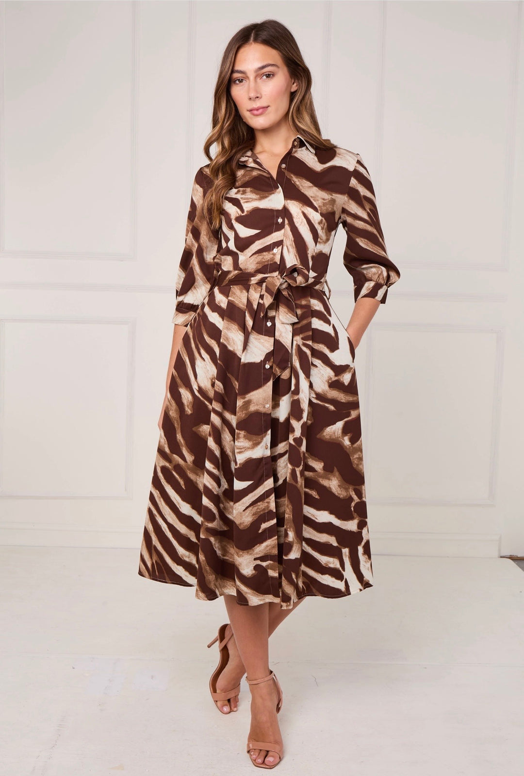 Stevie Abstract Print Belted Shirt Dress