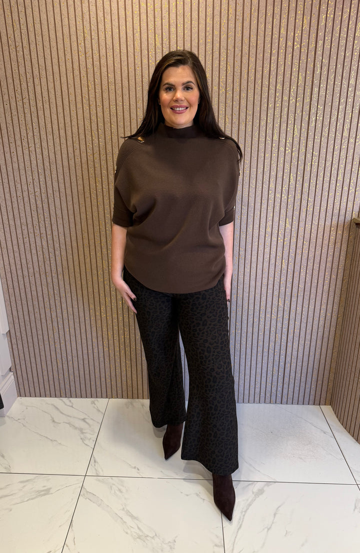 Amelia Chocolate 3/4 Sleeve Knit Top/Jumper