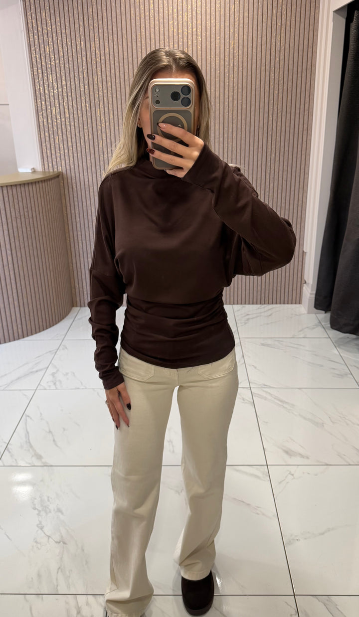 Ruby Ruched Waist Chocolate Top