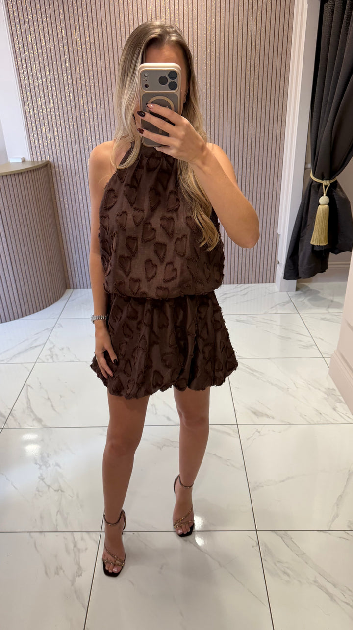 Harriet Heart Textured Halter Neck Dress