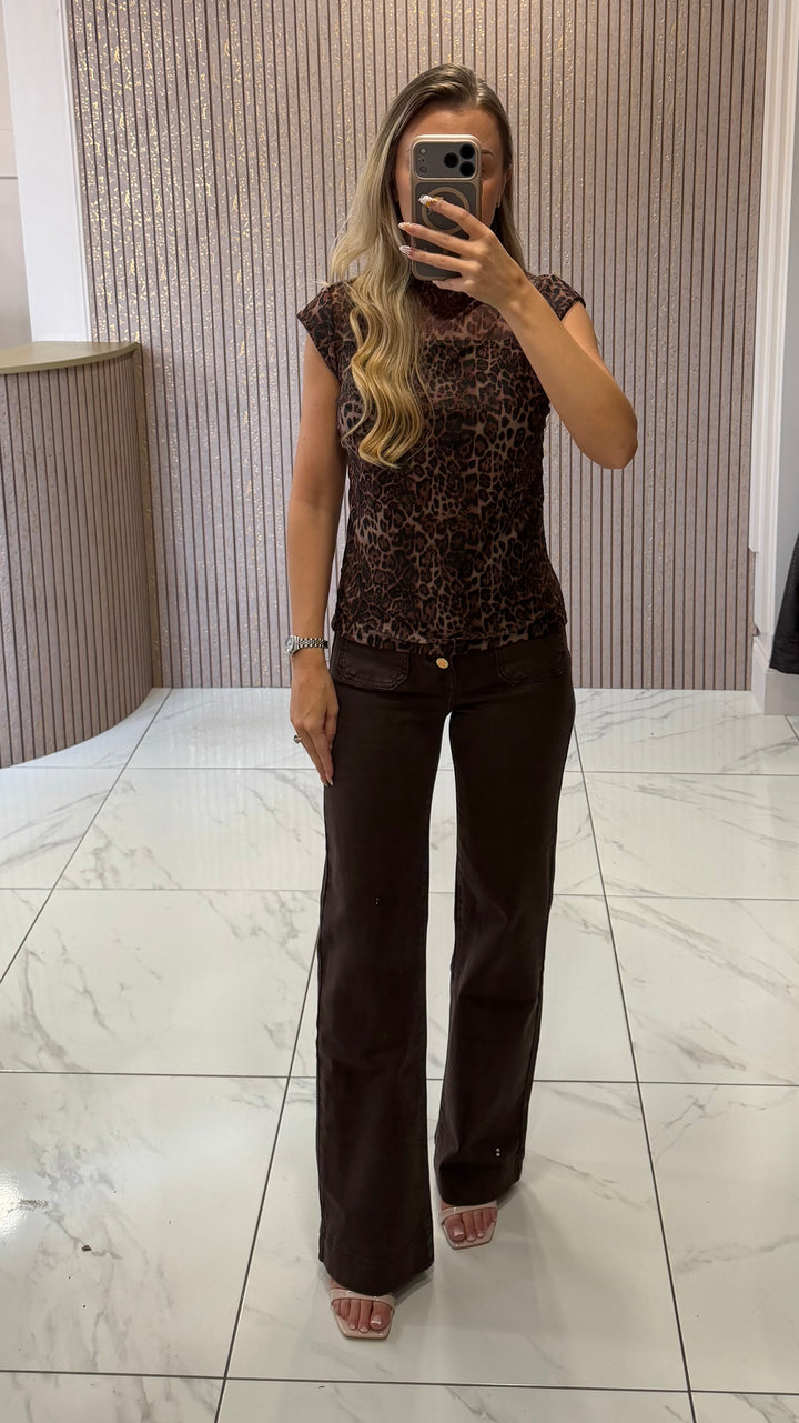 Layla Leopard Print Double Layer Top