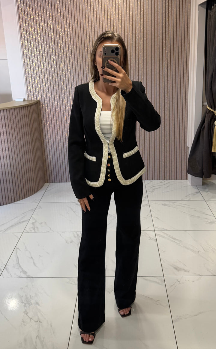 Emilia Black &amp; Cream Trim Blazer