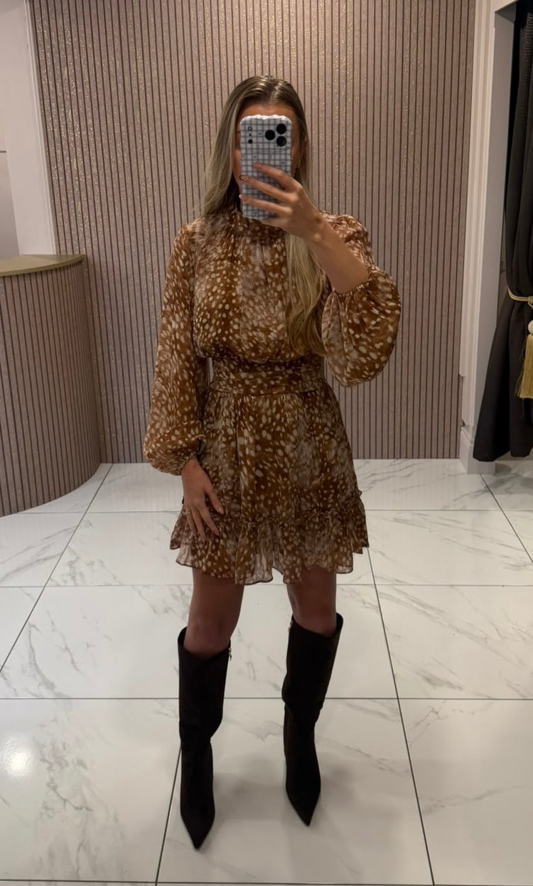 Freya Tan Animal Print Floaty Dress
