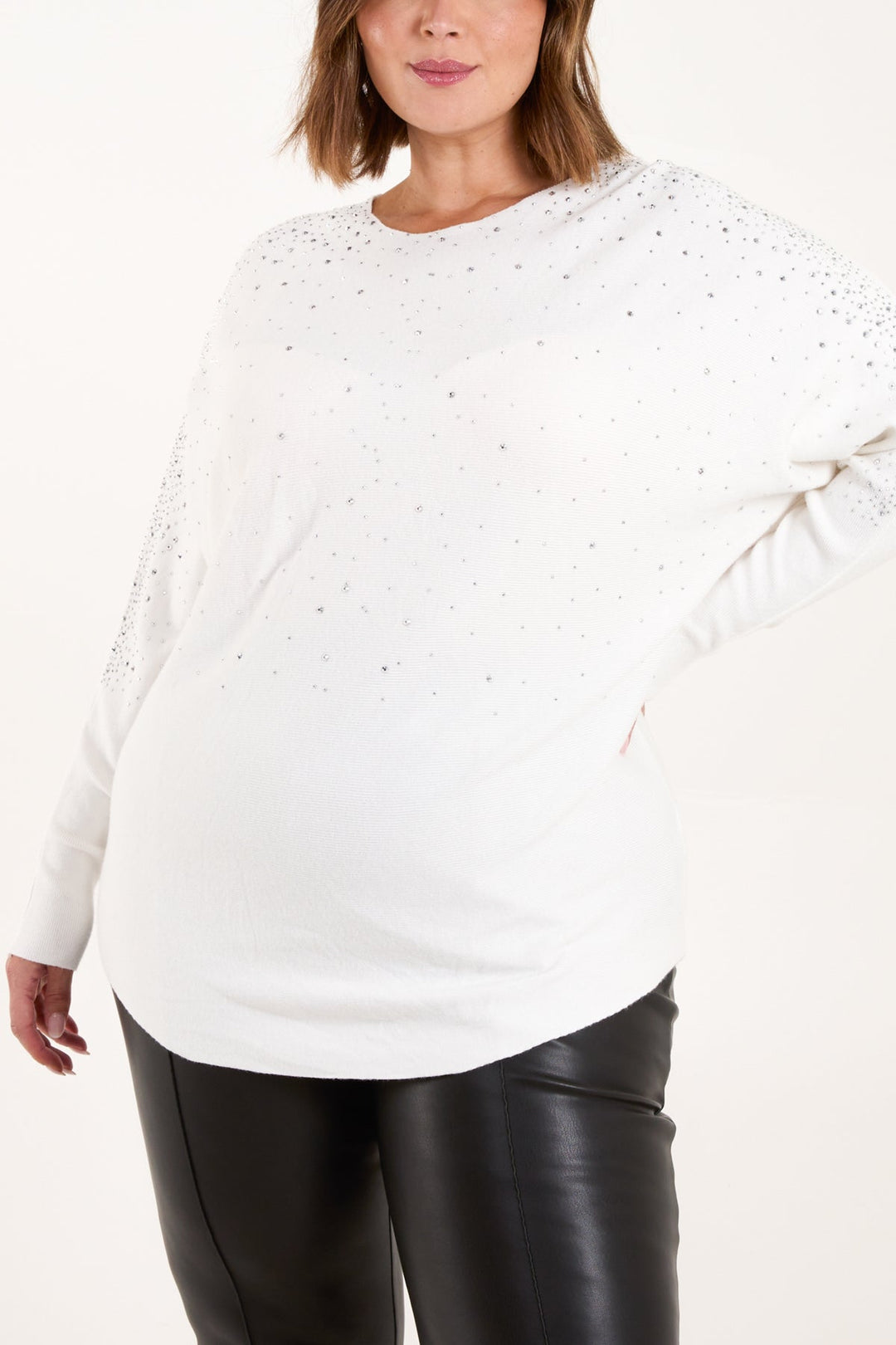 Diamanté Embellished Stud Knit Jumper