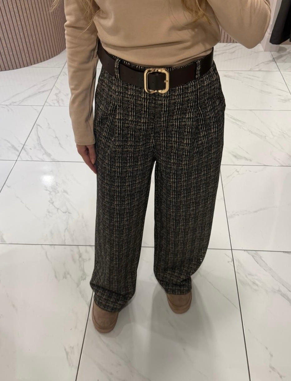 Tianna Brown, Black &amp; Cream Tailored Belted Trousers