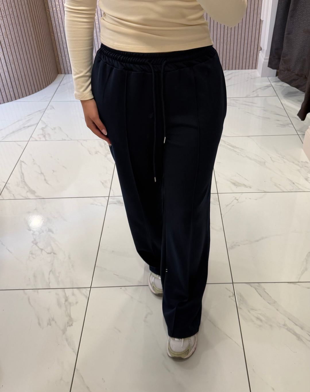Alex Navy Seam Front Jogger Trousers