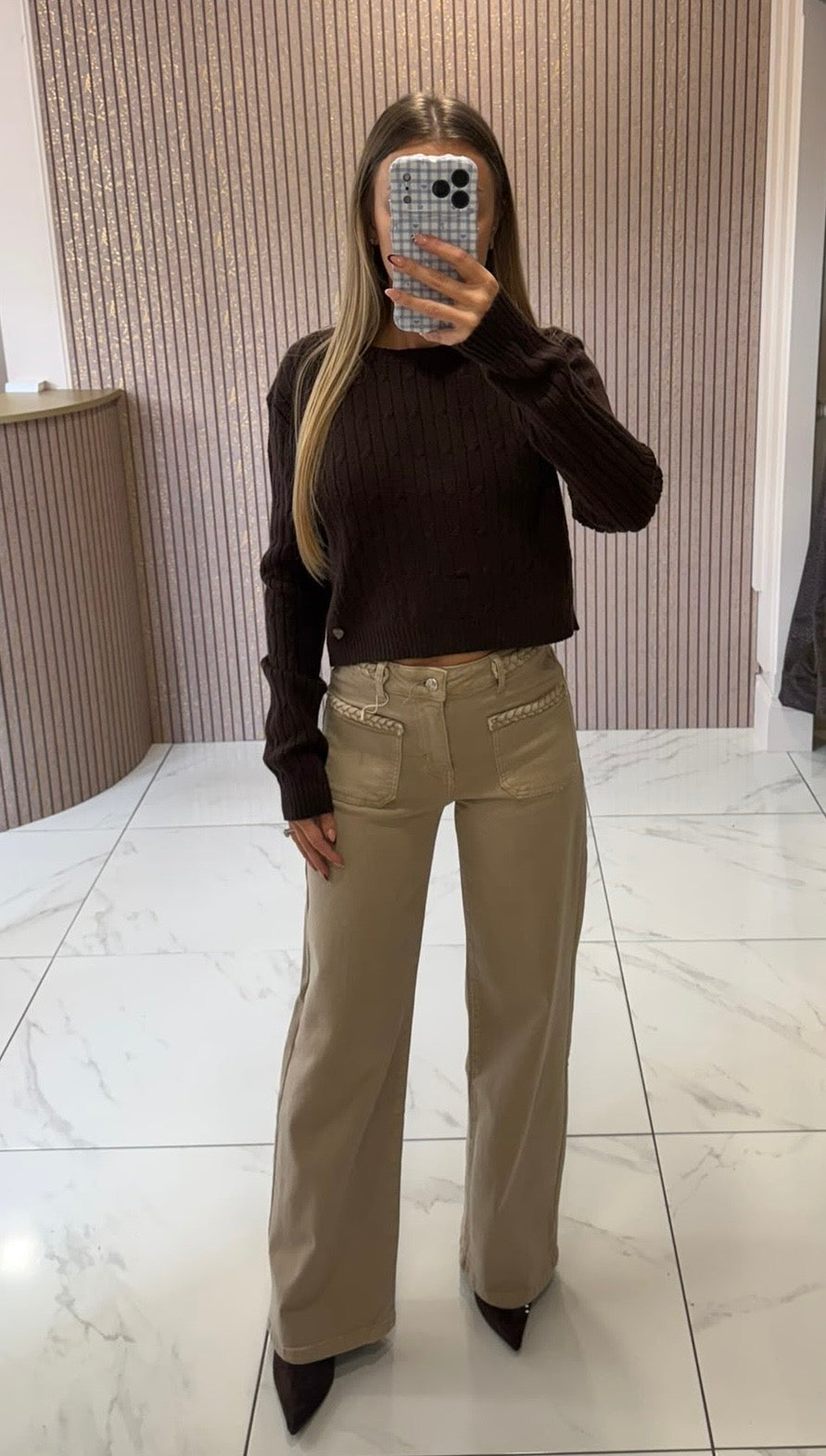 Lara Chocolate Cable Knit Jumper