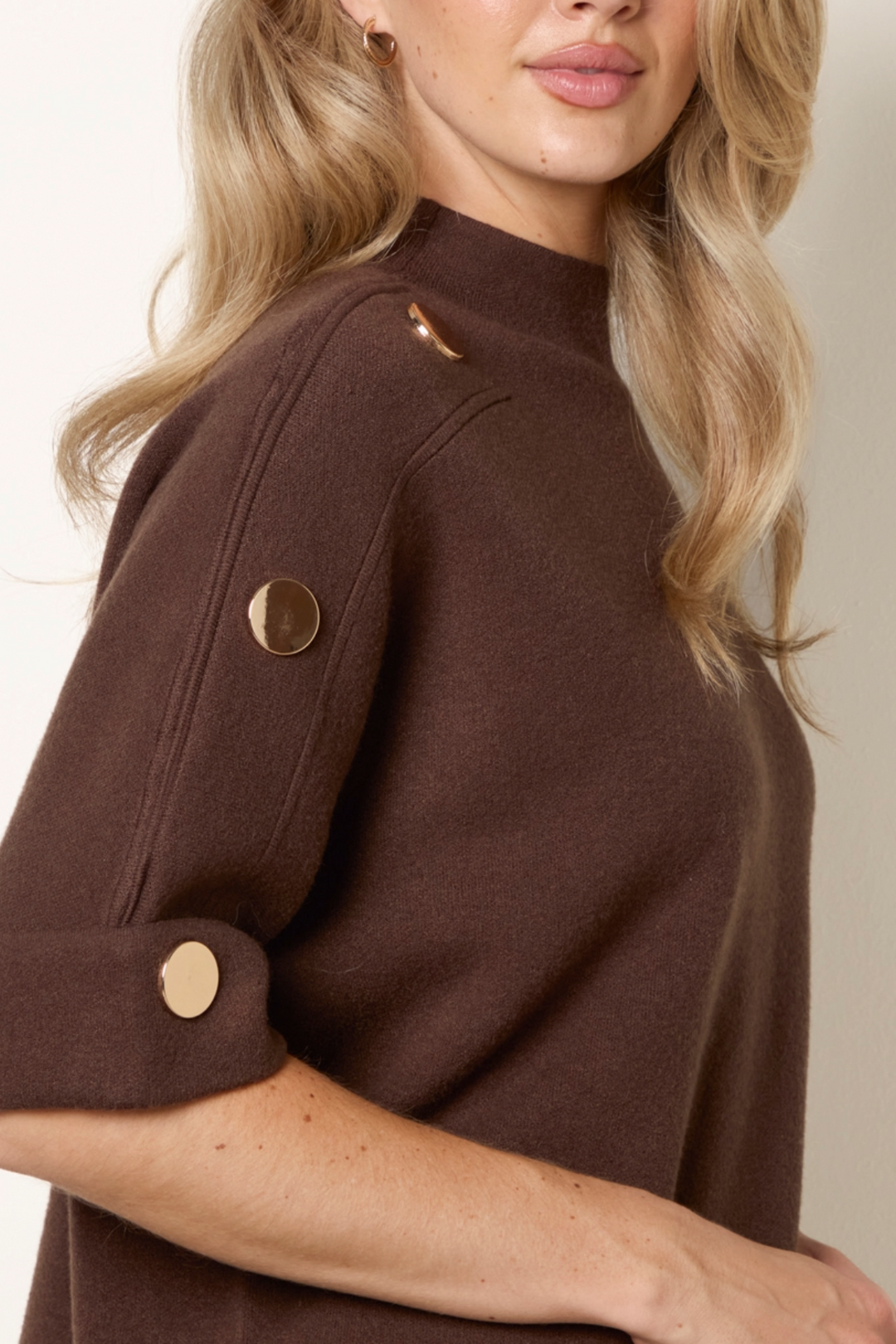 Amelia Chocolate 3/4 Sleeve Knit Top/Jumper