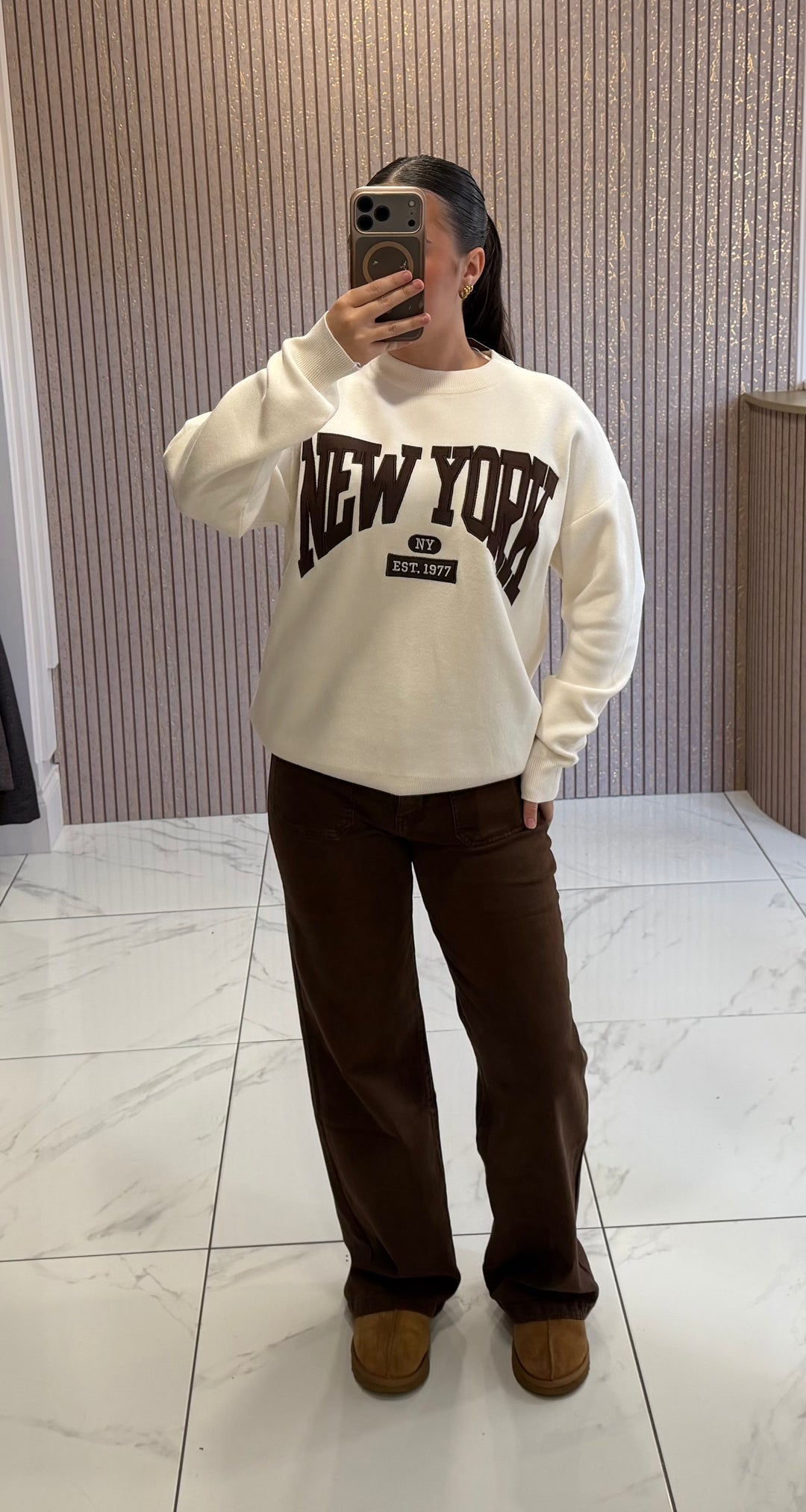 NEW YORK 1977 Cream Knit Jumper