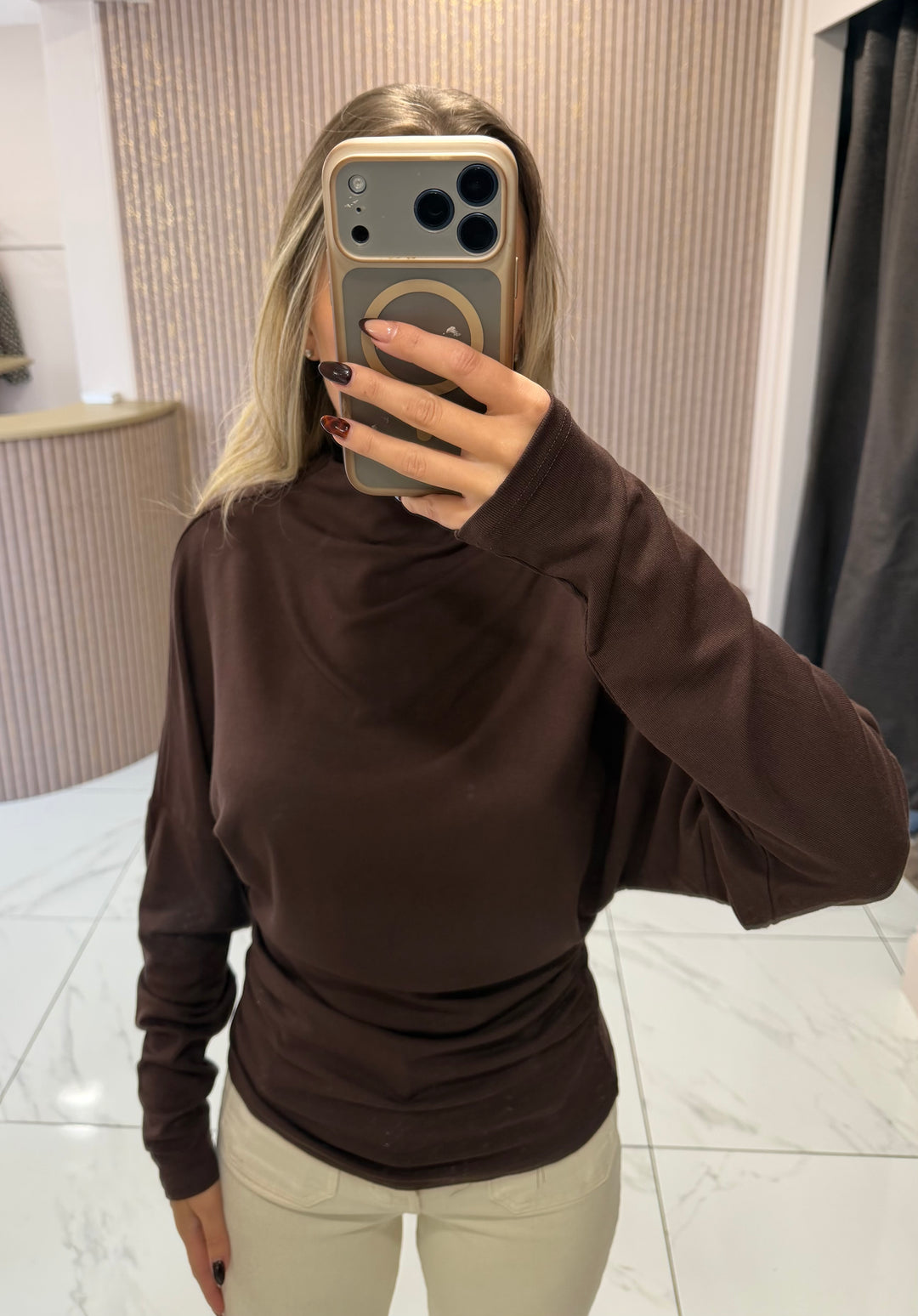 Ruby Ruched Waist Chocolate Top