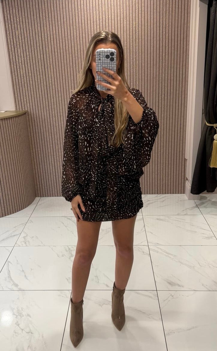 Niki Chocolate Abstract Animal Print Dress