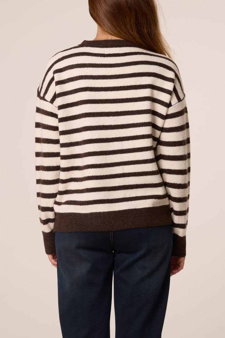 SOHO Striped Knit Chocolate &amp; Cream Jumper