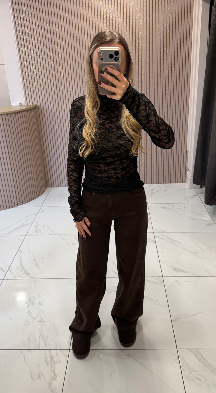 Shelley Sheer Lace Black Top