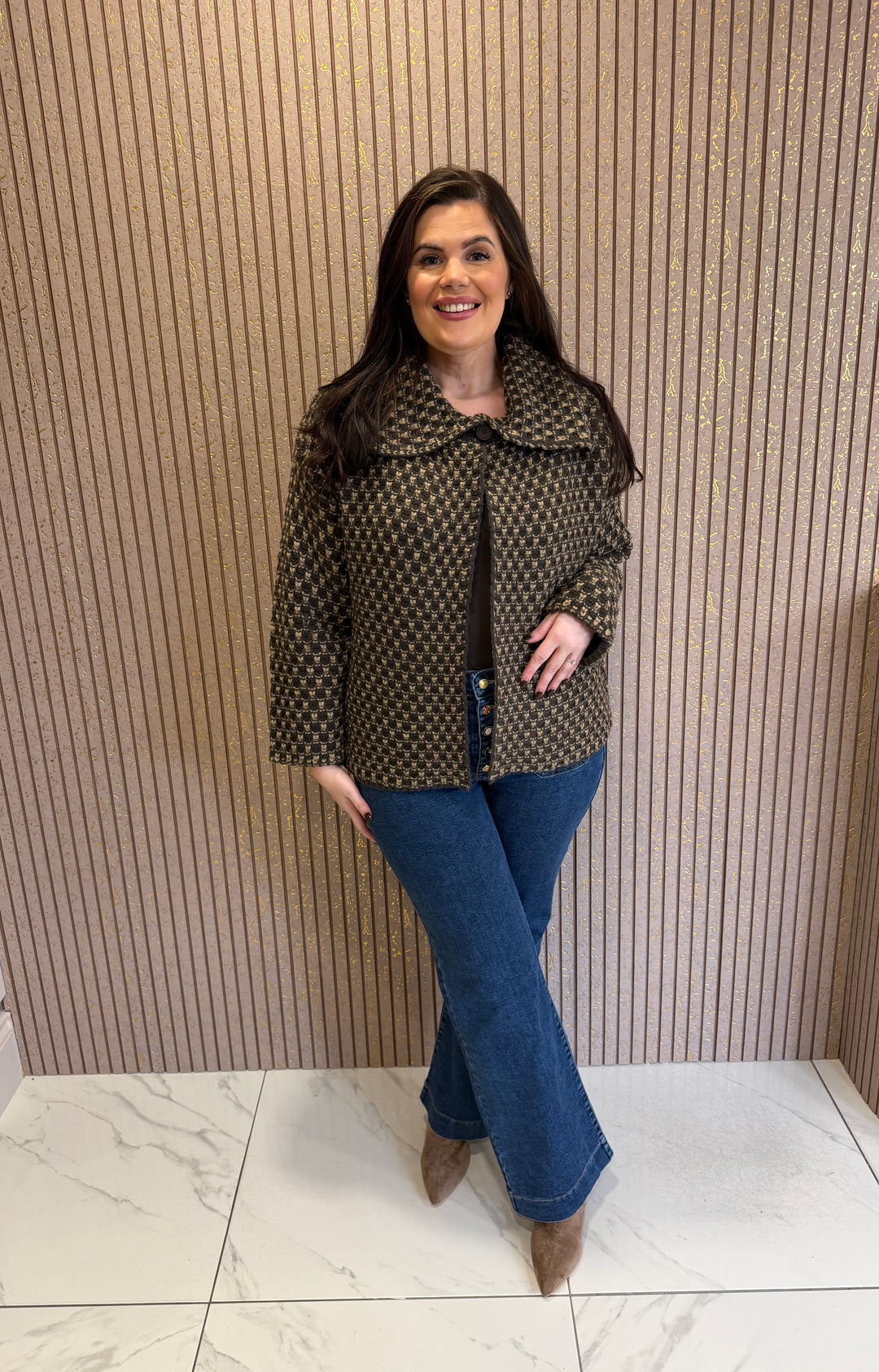 Edie Geo Print Knit Coat/Cardigan
