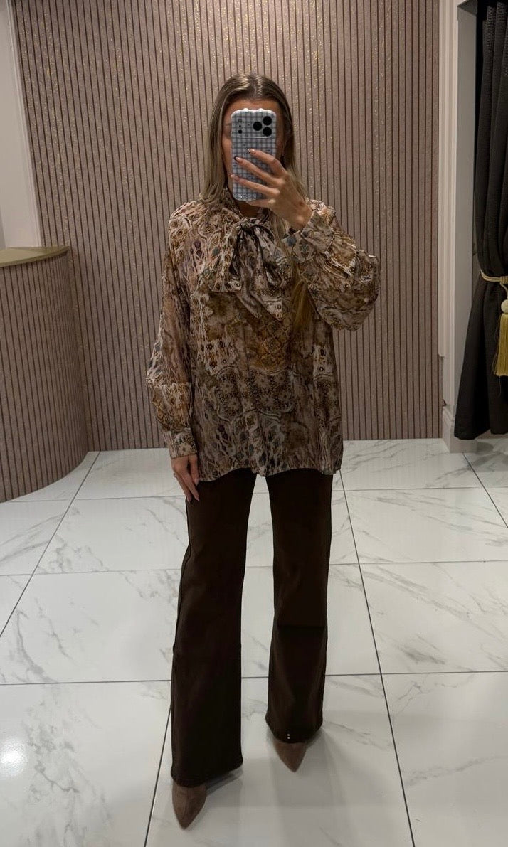 Georgia Paisley Print Bow Blouse