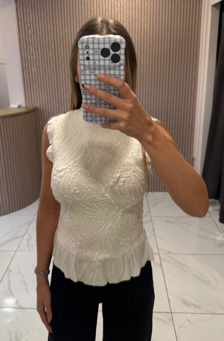 Anna Ivory Floral Detail Top