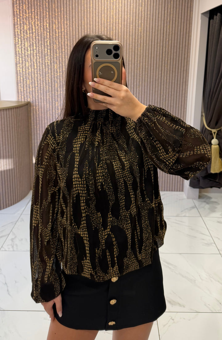Gina Gold Snake Print Blouse