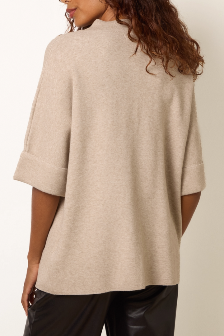 Amelia Beige 3/4 Sleeve Knit Top/Jumper