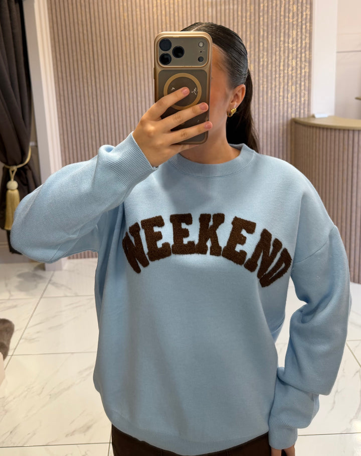 Weekend Blue &amp; Chocolate Knit Jumper