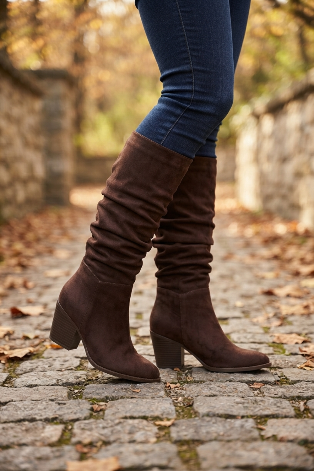 Cassie Chocolate Suede Slouch Knee High Boots