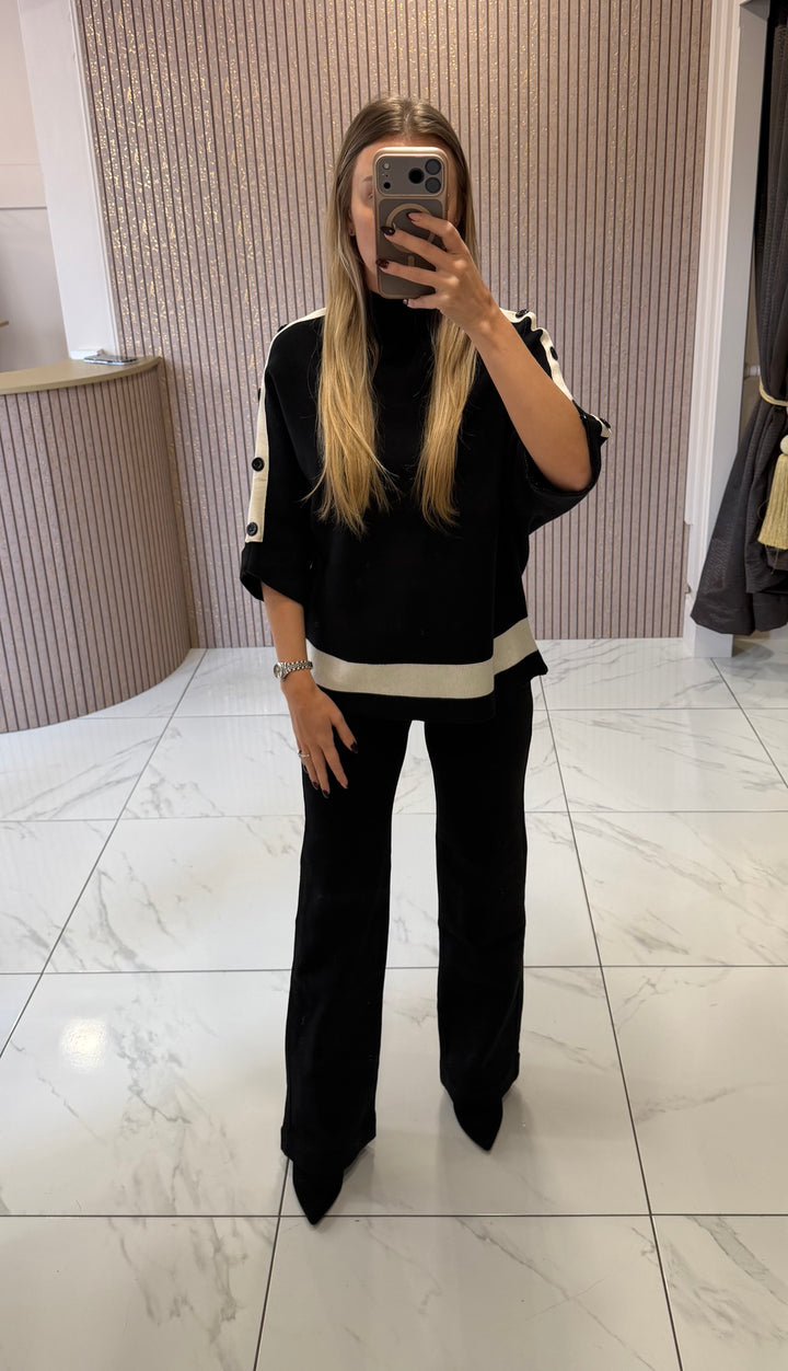 Harlow Black &amp; Cream Knit Jumper/Top