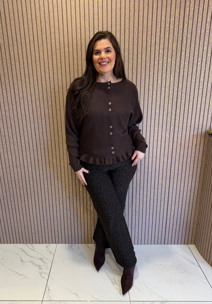 Pippa Peplum Chocolate Cardigan/Jumper