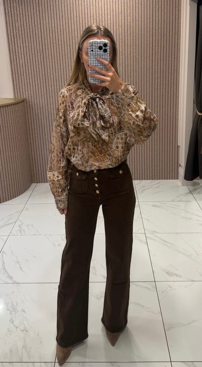 Georgia Paisley Print Bow Blouse