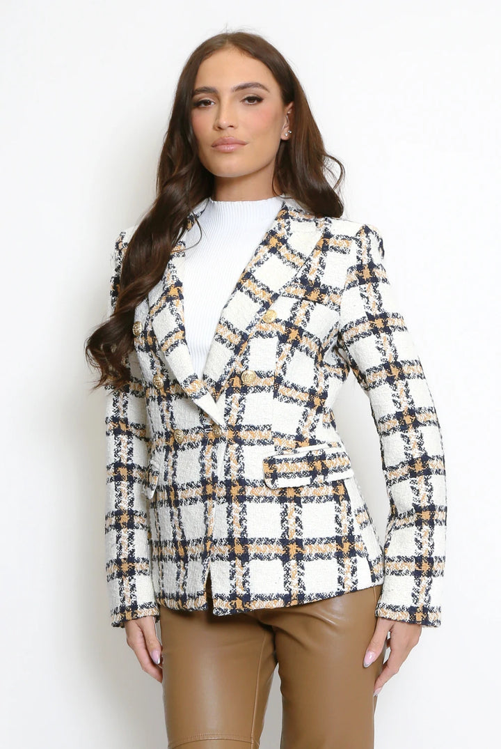 Grace Camel Blazer With Gold Buttons