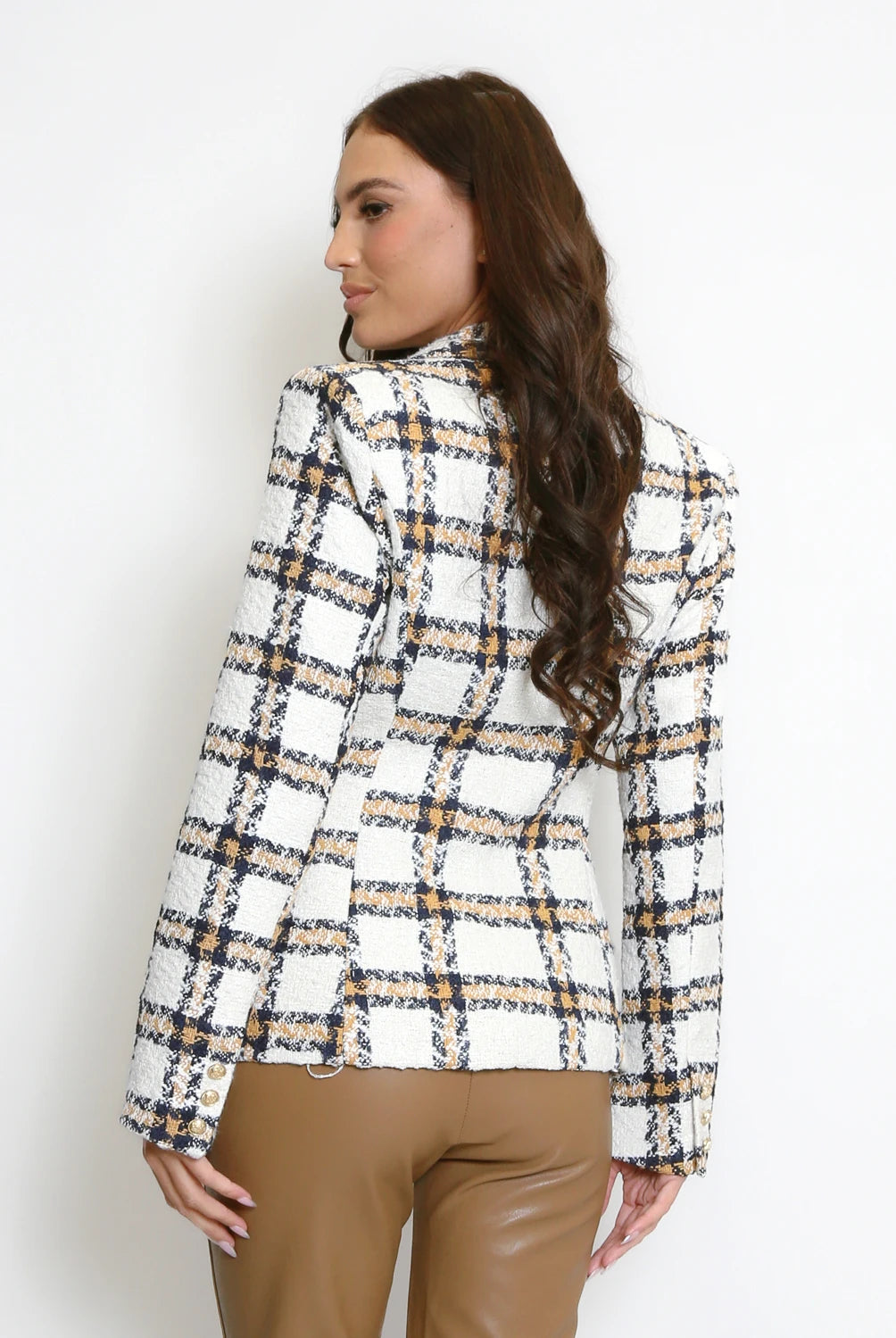 Grace Camel Blazer With Gold Buttons