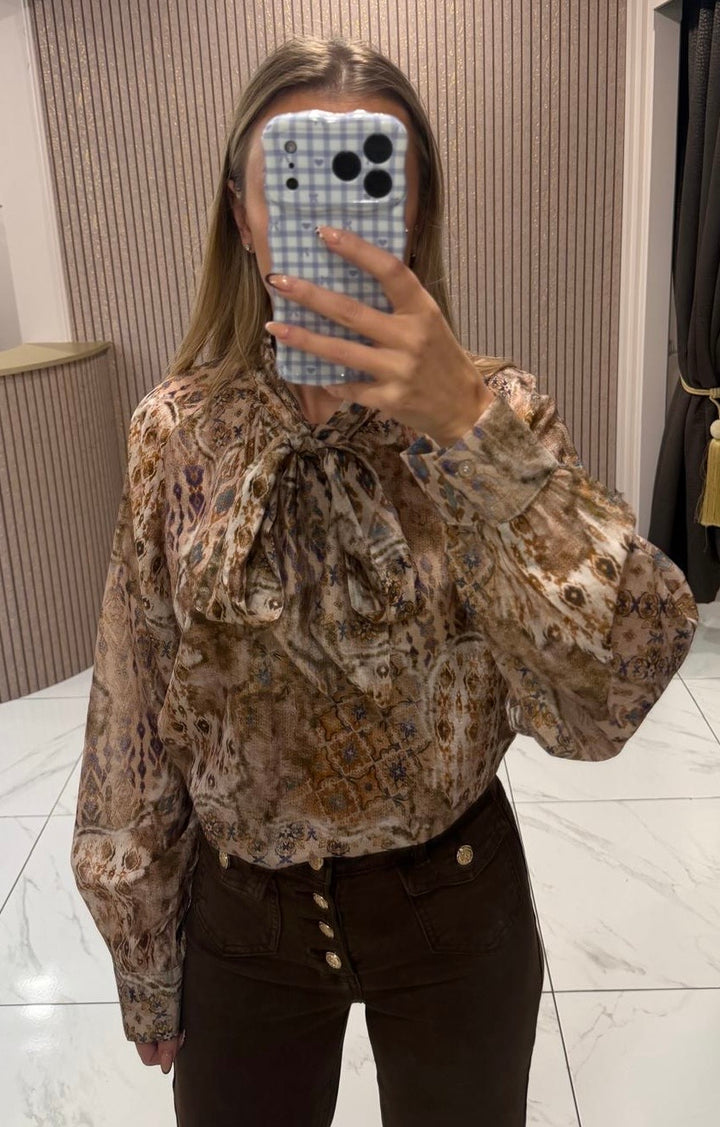 Georgia Paisley Print Bow Blouse