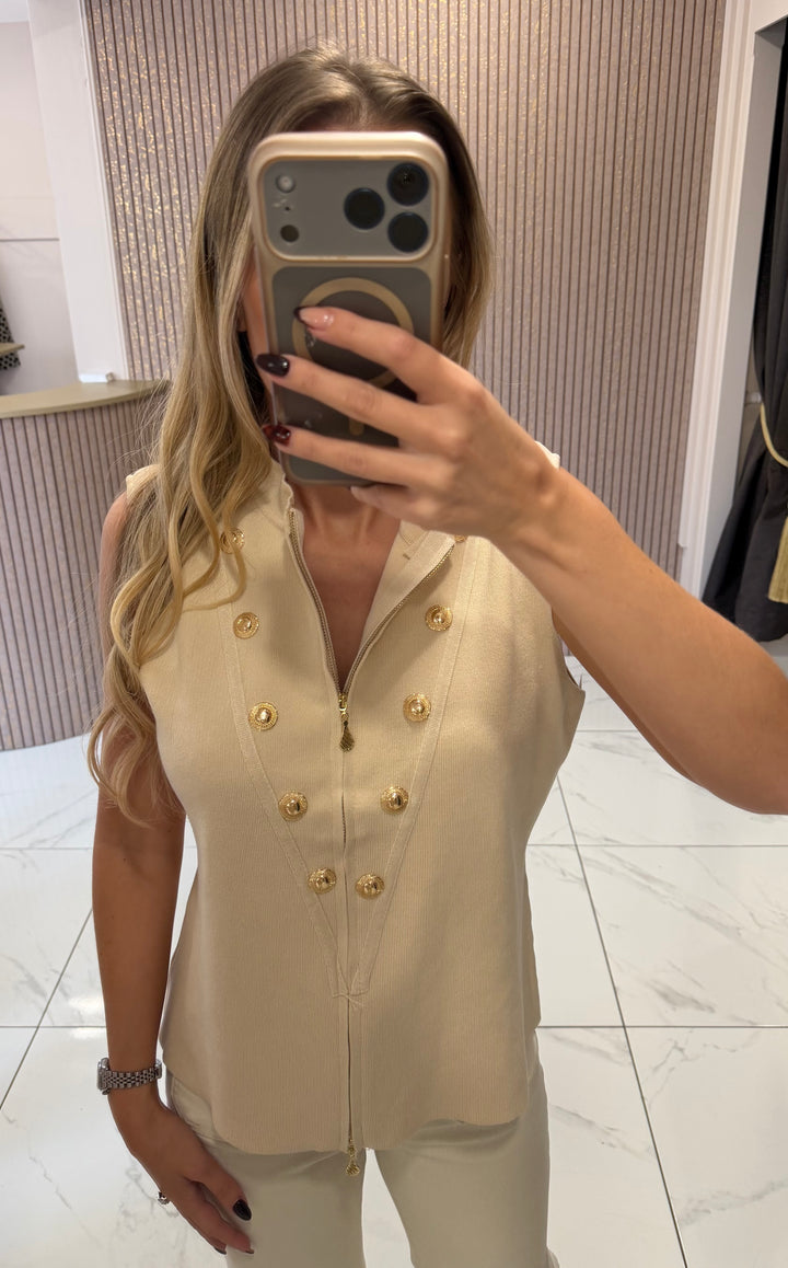Molly Military Zip Up Top