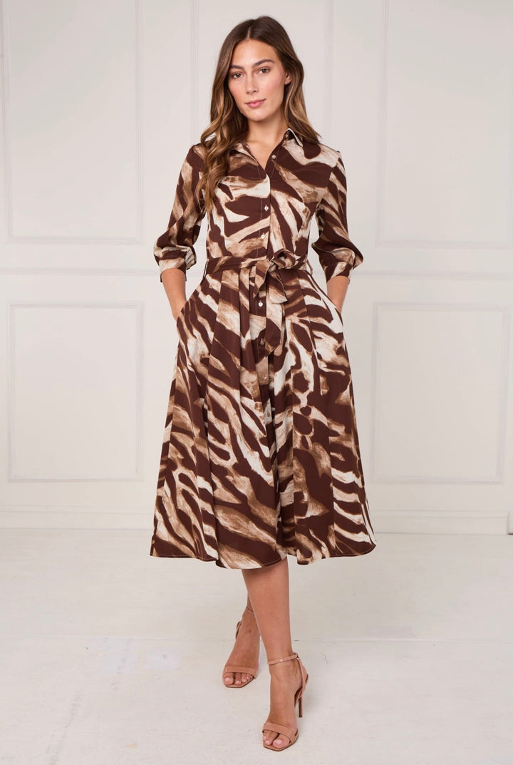 Stevie Abstract Print Belted Shirt Dress