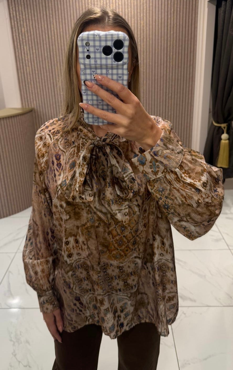 Georgia Paisley Print Bow Blouse