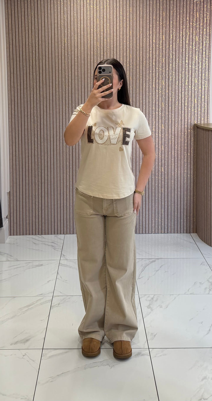 Love Printed &amp; Embellished T-Shirt/Top