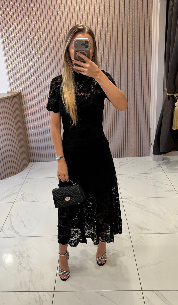 Willow Black Scallop Edge Lace Dress