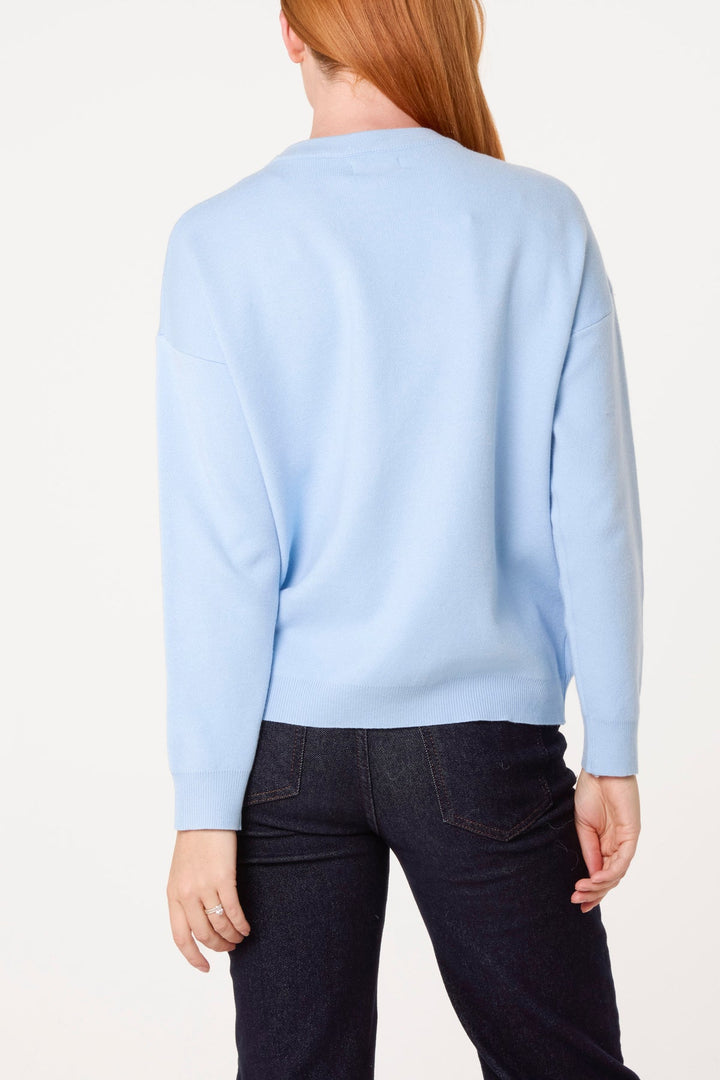 Weekend Blue &amp; Chocolate Knit Jumper