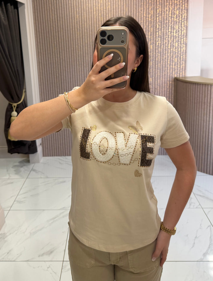 Love Printed &amp; Embellished T-Shirt/Top