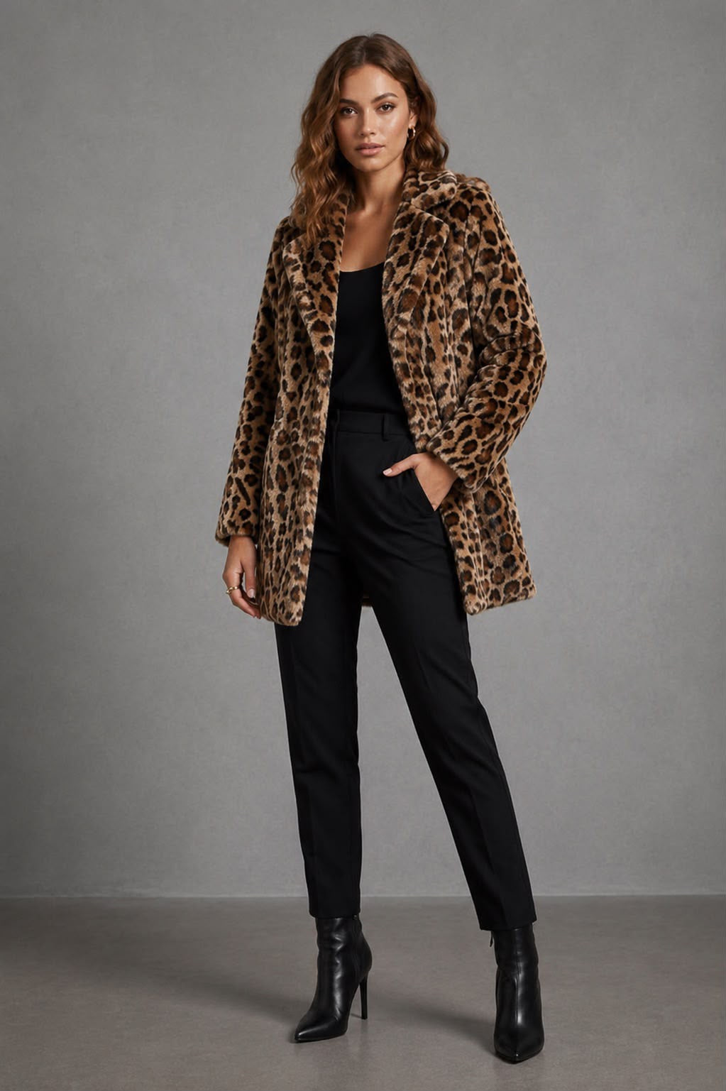 Olivia Leopard Print Faux Fur Coat